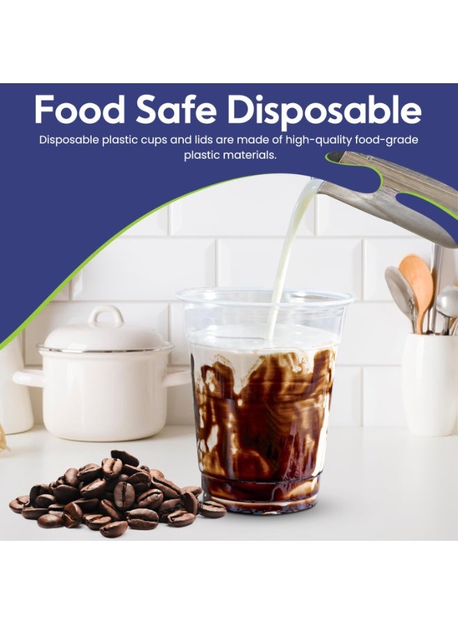 SNH Packing Juice Cup With Lid 12 Ounce Clear Strong Disposable Ideal For Iced Coffee Smoothies Bubble Boba Tea Milkshakes Frozen Cocktails Water Sodas Juices Snacks Dessert and More 25 Pieces - Image 5